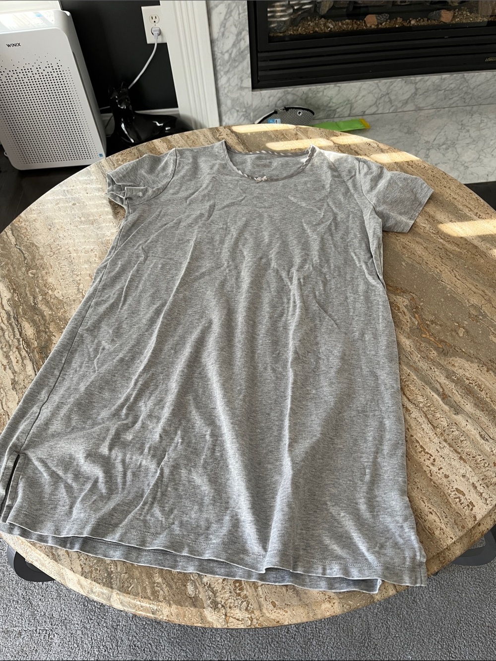 Lands' End Heather Gray Short-Sleeve Sleep Shirt
